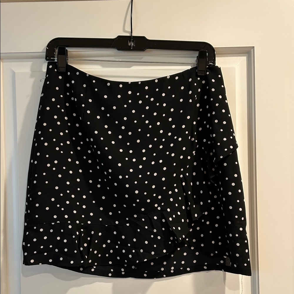 Jack by BB Dakota Black Mini Skirt with White Polka Dots